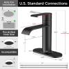 imageFORIOUS Black Bathroom Vessel Sink Faucet One Hole with Pop up Drain and 24 Inch CUPC Supply Hose Waterfall Single Handle Matte Black Bathroom Faucet 1 Hole RV Tall Basin Sink TapMatte Black