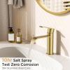 imageFORIOUS Black Bathroom Vessel Sink Faucet One Hole with Pop up Drain and 24 Inch CUPC Supply Hose Waterfall Single Handle Matte Black Bathroom Faucet 1 Hole RV Tall Basin Sink TapBrushed Gold