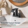 imageFORIOUS Upgrade Matte Black Bathroom Faucets 3 Hole Waterfall 8 Inch Widespread Bathroom Sink Faucet with Popup Drain and Supply Lines Two Handles for Vanity Farmhouse School SinkMatte Black 2