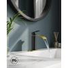 imageFORIOUS Upgrade Matte Black Bathroom Faucets 3 Hole Waterfall 8 Inch Widespread Bathroom Sink Faucet with Popup Drain and Supply Lines Two Handles for Vanity Farmhouse School SinkBlack and Gold