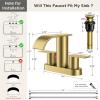 imageFORIOUS Upgrade Matte Black Bathroom Faucets 3 Hole Waterfall 8 Inch Widespread Bathroom Sink Faucet with Popup Drain and Supply Lines Two Handles for Vanity Farmhouse School SinkBrushed Gold 2
