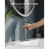 imageFORIOUS Upgrade Matte Black Bathroom Faucets 3 Hole Waterfall 8 Inch Widespread Bathroom Sink Faucet with Popup Drain and Supply Lines Two Handles for Vanity Farmhouse School SinkStainless Steel