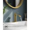 imageFORIOUS Upgrade Matte Black Bathroom Faucets 3 Hole Waterfall 8 Inch Widespread Bathroom Sink Faucet with Popup Drain and Supply Lines Two Handles for Vanity Farmhouse School SinkBrushed Gold