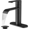 imageFORIOUS Black Bathroom Vessel Sink Faucet One Hole with Pop up Drain and 24 Inch CUPC Supply Hose Waterfall Single Handle Matte Black Bathroom Faucet 1 Hole RV Tall Basin Sink TapMatte Black