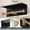 imageFORIOUS Double Toilet Paper Holder with Shelf Wall Mount Tissue Roll Holder for Bathroom 304 Stainless Steel Commercial Toilet Tissue Dispensers with Phone Shelf 1 Oil Rubbed BronzeMatte Black  Brushed Gold