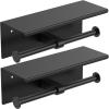 imageFORIOUS Double Toilet Paper Holder with Shelf Wall Mount Tissue Roll Holder for Bathroom 304 Stainless Steel Commercial Toilet Tissue Dispensers with Phone Shelf 1 Oil Rubbed BronzeMatte Black
