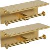 imageFORIOUS Double Toilet Paper Holder with Shelf Wall Mount Tissue Roll Holder for Bathroom 304 Stainless Steel Commercial Toilet Tissue Dispensers with Phone Shelf 1 Oil Rubbed BronzeBrushed Gold