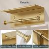 imageFORIOUS Double Toilet Paper Holder with Shelf Wall Mount Tissue Roll Holder for Bathroom 304 Stainless Steel Commercial Toilet Tissue Dispensers with Phone Shelf 1 Oil Rubbed BronzeBrushed Gold
