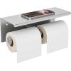 imageFORIOUS Double Toilet Paper Holder with Shelf Wall Mount Tissue Roll Holder for Bathroom 304 Stainless Steel Commercial Toilet Tissue Dispensers with Phone Shelf 1 Oil Rubbed BronzeStainless Steel