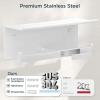 imageFORIOUS Toilet Paper Holder with Shelf 304 Stainless Steel Wall Mount Commercial Toilet Paper Dispenser Double Tissue Roll Holder for Bathroom 2 Pack Brushed NickelWhite