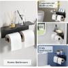 imageFORIOUS Toilet Paper Holder with Shelf 304 Stainless Steel Wall Mount Commercial Toilet Paper Dispenser Double Tissue Roll Holder for Bathroom 2 Pack Brushed NickelMatte Black