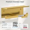imageFORIOUS Toilet Paper Holder with Shelf 304 Stainless Steel Wall Mount Commercial Toilet Paper Dispenser Double Tissue Roll Holder for Bathroom 2 Pack Brushed NickelBrushed Gold