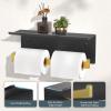 imageFORIOUS Toilet Paper Holder with Shelf 304 Stainless Steel Wall Mount Commercial Toilet Paper Dispenser Double Tissue Roll Holder for Bathroom 2 Pack Brushed NickelMatte Black  Brushed Gold