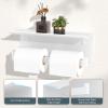 imageFORIOUS Toilet Paper Holder with Shelf 304 Stainless Steel Wall Mount Commercial Toilet Paper Dispenser Double Tissue Roll Holder for Bathroom 2 Pack Brushed NickelWhite