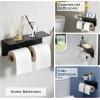 imageFORIOUS Toilet Paper Holder with Shelf 304 Stainless Steel Wall Mount Commercial Toilet Paper Dispenser Double Tissue Roll Holder for Bathroom 2 Pack Brushed NickelMatte Black  Brushed Gold
