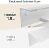 imageFORIOUS Toilet Paper Holder with Shelf 304 Stainless Steel Wall Mount Commercial Toilet Paper Dispenser Double Tissue Roll Holder for Bathroom 2 Pack Brushed NickelWhite