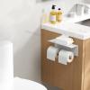 imageFORIOUS Toilet Paper Holder with Shelf 304 Stainless Steel Wall Mount Commercial Toilet Paper Dispenser Double Tissue Roll Holder for Bathroom 2 Pack Brushed NickelWhite