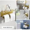 imageFORIOUS Toilet Paper Holder with Shelf 304 Stainless Steel Wall Mount Commercial Toilet Paper Dispenser Double Tissue Roll Holder for Bathroom 2 Pack Brushed NickelBrushed Gold
