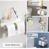 imageFORIOUS Toilet Paper Holder with Shelf 304 Stainless Steel Wall Mount Commercial Toilet Paper Dispenser Double Tissue Roll Holder for Bathroom 2 Pack Brushed NickelWhite
