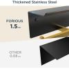 imageFORIOUS Toilet Paper Holder with Shelf 304 Stainless Steel Wall Mount Commercial Toilet Paper Dispenser Double Tissue Roll Holder for Bathroom 2 Pack Brushed NickelMatte Black  Brushed Gold