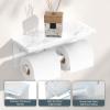 imageFORIOUS Toilet Paper Holder with Shelf Marble Wall Mount Tissue Roll Holder for Bathroom Washroom 304 Stainless Steel Double Commercial Toilet Tissue Dispensers with Phone Shelf Matte BlackWhite
