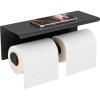 imageFORIOUS Double Toilet Paper Holder with Shelf Wall Mount Tissue Roll Holder for Bathroom 304 Stainless Steel Commercial Toilet Tissue Dispensers with Phone Shelf 1 Oil Rubbed BronzeMatte Black