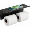 imageFORIOUS Toilet Paper Holder with Shelf 304 Stainless Steel Wall Mount Commercial Toilet Paper Dispenser Double Tissue Roll Holder for Bathroom 2 Pack Brushed NickelMatte Black