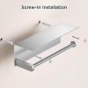 imageFORIOUS Paper Towel Holder with Shelf SUS304 Stainless Steel Paper Towel Holder with Storage Spice Shelf Heavy Duty Wall Mount Screw Paper Roll Organizer for Kitchen Bathroom RV and Shop SliverSliver