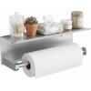 imageFORIOUS Paper Towel Holder with Shelf SUS304 Stainless Steel Paper Towel Holder with Storage Spice Shelf Heavy Duty Wall Mount Screw Paper Roll Organizer for Kitchen Bathroom RV and Shop SliverSliver