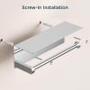 imageFORIOUS Paper Towel Holder with Shelf SUS304 Stainless Steel Paper Towel Holder with Storage Spice Shelf Heavy Duty Wall Mount Screw Paper Roll Organizer for Kitchen Bathroom RV and Shop SliverChrome