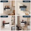 imageFORIOUS Paper Towel Holder with Shelf SUS304 Stainless Steel Paper Towel Holder with Storage Spice Shelf Heavy Duty Wall Mount Screw Paper Roll Organizer for Kitchen Bathroom RV and Shop SliverMattle Black