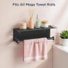 imageFORIOUS Paper Towel Holder with Shelf SUS304 Stainless Steel Paper Towel Holder with Storage Spice Shelf Heavy Duty Wall Mount Screw Paper Roll Organizer for Kitchen Bathroom RV and Shop SliverMattle Black