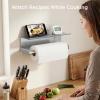 imageFORIOUS Paper Towel Holder with Shelf SUS304 Stainless Steel Paper Towel Holder with Storage Spice Shelf Heavy Duty Wall Mount Screw Paper Roll Organizer for Kitchen Bathroom RV and Shop SliverSliver