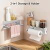 imageFORIOUS Paper Towel Holder with Shelf SUS304 Stainless Steel Paper Towel Holder with Storage Spice Shelf Heavy Duty Wall Mount Screw Paper Roll Organizer for Kitchen Bathroom RV and Shop SliverChrome