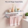 imageFORIOUS Paper Towel Holder with Shelf SUS304 Stainless Steel Paper Towel Holder with Storage Spice Shelf Heavy Duty Wall Mount Screw Paper Roll Organizer for Kitchen Bathroom RV and Shop SliverChrome