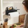 imageFORIOUS Paper Towel Holder with Shelf SUS304 Stainless Steel Paper Towel Holder with Storage Spice Shelf Heavy Duty Wall Mount Screw Paper Roll Organizer for Kitchen Bathroom RV and Shop SliverMattle Black