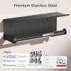 imageFORIOUS Paper Towel Holder with Shelf SUS304 Stainless Steel Paper Towel Holder with Storage Spice Shelf Heavy Duty Wall Mount Screw Paper Roll Organizer for Kitchen Bathroom RV and Shop SliverMattle Black