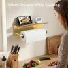 imageFORIOUS Paper Towel Holder with Shelf SUS304 Stainless Steel Paper Towel Holder with Storage Spice Shelf Heavy Duty Wall Mount Screw Paper Roll Organizer for Kitchen Bathroom RV and Shop SliverBrushed Gold