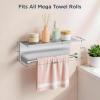imageFORIOUS Paper Towel Holder with Shelf SUS304 Stainless Steel Paper Towel Holder with Storage Spice Shelf Heavy Duty Wall Mount Screw Paper Roll Organizer for Kitchen Bathroom RV and Shop SliverSliver