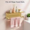 imageFORIOUS Paper Towel Holder with Shelf SUS304 Stainless Steel Paper Towel Holder with Storage Spice Shelf Heavy Duty Wall Mount Screw Paper Roll Organizer for Kitchen Bathroom RV and Shop SliverBrushed Gold