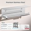 imageFORIOUS Paper Towel Holder with Shelf SUS304 Stainless Steel Paper Towel Holder with Storage Spice Shelf Heavy Duty Wall Mount Screw Paper Roll Organizer for Kitchen Bathroom RV and Shop SliverChrome