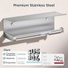imageFORIOUS Paper Towel Holder with Shelf SUS304 Stainless Steel Paper Towel Holder with Storage Spice Shelf Heavy Duty Wall Mount Screw Paper Roll Organizer for Kitchen Bathroom RV and Shop SliverSliver