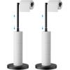 imageFORIOUS Toilet Paper Holder Stand Modern Free Standing Tissue Roll Holder for Bathroom Durable SUS 304 Stainless Steel and Weighted Base Storage for 4 Rolls Matte Black amp Brushed Gold 232 HMatte Black