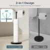 imageFORIOUS Toilet Paper Holder Stand Modern Free Standing Tissue Roll Holder for Bathroom Durable SUS 304 Stainless Steel and Weighted Base Storage for 4 Rolls Matte Black amp Brushed Gold 232 HMatte Black