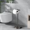 imageFORIOUS Toilet Paper Holder Wall Mount Stainless Steel Rustproof Double Post Pivoting Tissue Roll Holder for Bathroom Commercial Toilet Paper Dispenser Oil Rubbed BronzeOil Rubbed Bronze