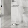 imageFORIOUS Toilet Paper Holder Wall Mount Stainless Steel Rustproof Double Post Pivoting Tissue Roll Holder for Bathroom Commercial Toilet Paper Dispenser Oil Rubbed BronzeStainless Steel