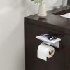imageFORIOUS Toilet Paper Holder with Phone Shelf Natural Marble Wall Mount Tissue Roll Holder for Bathroom Washroom 304 Stainless Steel Commercial Toilet Tissue Dispensers with Shelf Matte BlackBrushed Nickel