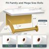 imageFORIOUS Toilet Paper Holder with Phone Shelf Natural Marble Wall Mount Tissue Roll Holder for Bathroom Washroom 304 Stainless Steel Commercial Toilet Tissue Dispensers with Shelf Matte BlackBrushed Gold