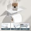 imageFORIOUS Toilet Paper Holder with Phone Shelf Natural Marble Wall Mount Tissue Roll Holder for Bathroom Washroom 304 Stainless Steel Commercial Toilet Tissue Dispensers with Shelf Matte BlackBrushed Nickel