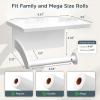 imageFORIOUS Toilet Paper Holder with Phone Shelf Natural Marble Wall Mount Tissue Roll Holder for Bathroom Washroom 304 Stainless Steel Commercial Toilet Tissue Dispensers with Shelf Matte BlackWhite
